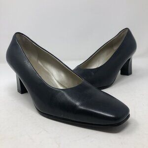 Andrew Geller Magic Maestro Heels Womens 7.5M Charcoal Gray Leather Block Square